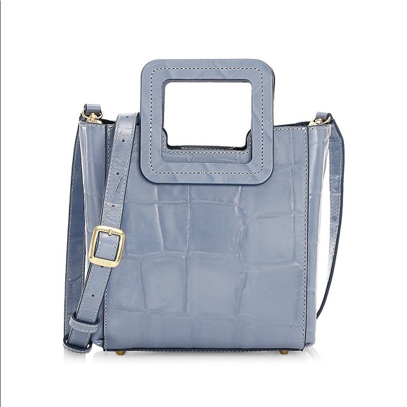 STAUD Handbags - STAUD mini Shirley in croc embossed light blue